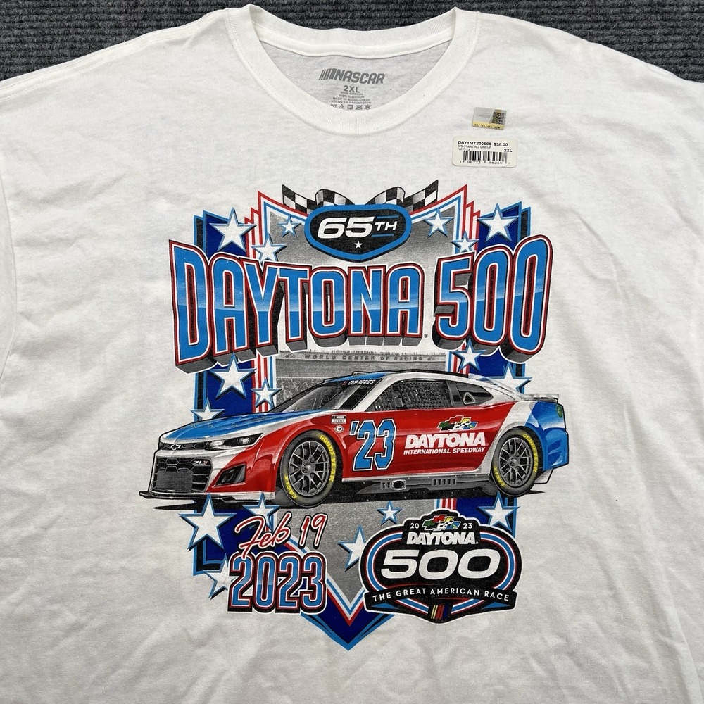 NASCAR Daytona 500 Starting Lineup 2023 White Graphic Tshirt Mens 2XL NWT‎
